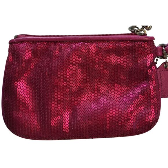 Coach Audrey Op Art Swirl Fuchsia Pink Sequin Wristlet & Evening Clutch 6 x 4 - Picture 6 of 12
